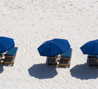 Beach chair rentals only steps away behind condo on beach side