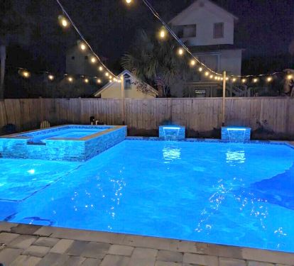 LED lights up the pool EVEN more, you will love it!