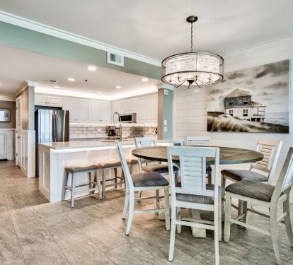 Dining area with custom artwork