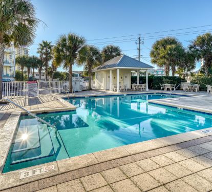 Large Pool with Pool House for changing and restrooms.