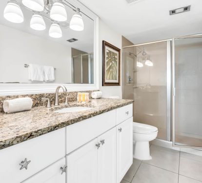 Master bath en suite with walk-in shower.