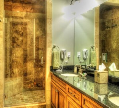 Northeast Master Bath with Step-in Granite shower and double Vanities