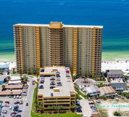 View of Treasure Island Resort from the air looking towards the Gulf of Mexico