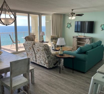View as you enter the condo, 2 rocker recliners.