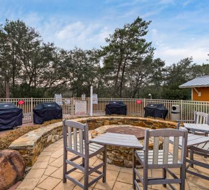 Four gas grills to cook your dinner and top it off at the fire pit with s'mores