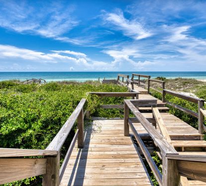 Private boardwalk just off the main level