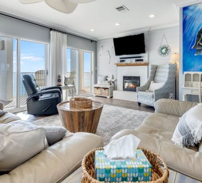 Spacious family room with a view