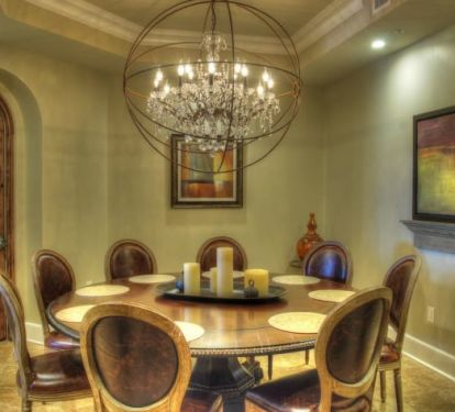 Large dining room with seats for 8