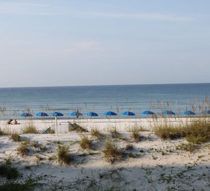 View of beach from balcony