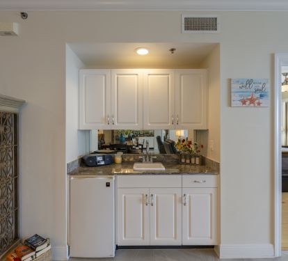 Wet bar with mini fridge