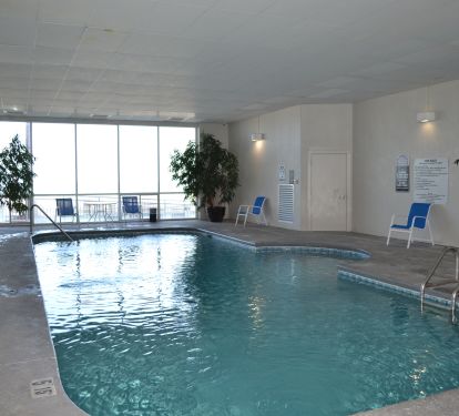 Heated indoor pool overlooking the Gulf