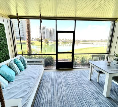 Enjoy Stewart Lake and the beautiful sunsets on our Screened-In Patio