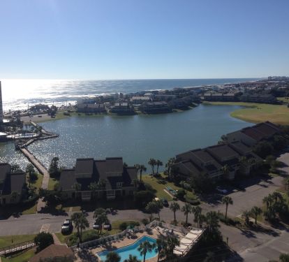 Beautiful view showing Stewart Lake and Gulf of Mexico