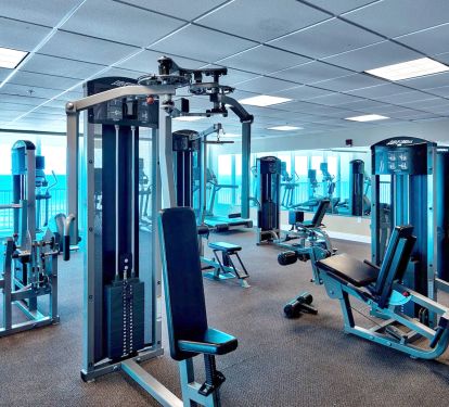 Gym with views of the Gulf
