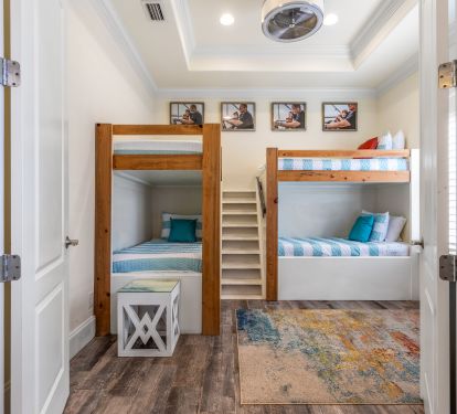 First Floor Guest Bedroom 1 Fun bunkroom with 4 twin beds