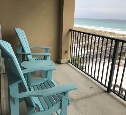 Sitting chairs outside the master bedroom to enjoy watching the dolphins. 