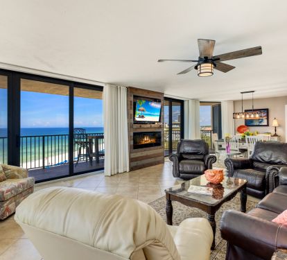 living area with access to patio