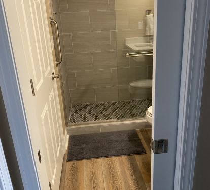 Mid Bedroom Access to Bathroom via pocket door ensuite - shower