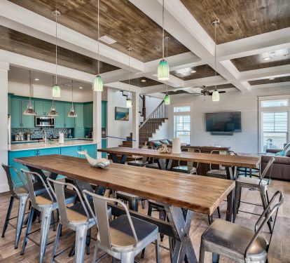 2 high-top gathering tables for meals, games or happy hour (TVs on both ends)