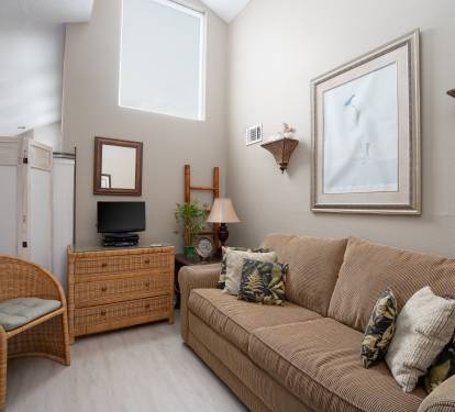 Bonus loft offers sleeper sofa that sleeps 2 and a bird's eye view of the beach.