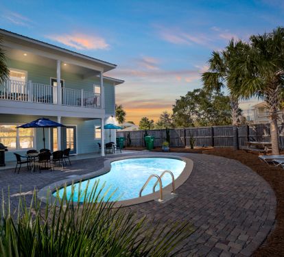 Large backyard has 28x15 saltwater pool