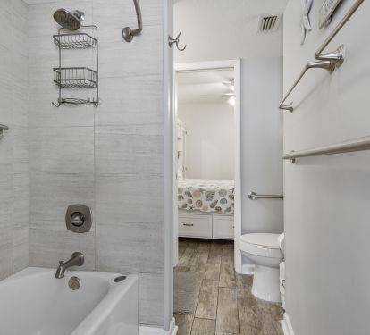 Bathroom looking towards bedroom
