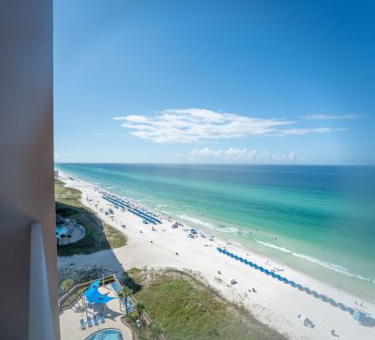 Balcony view of the beach and ocean