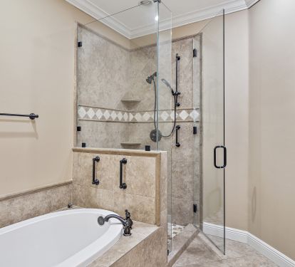 Large soaker tub and separate walk-in shower