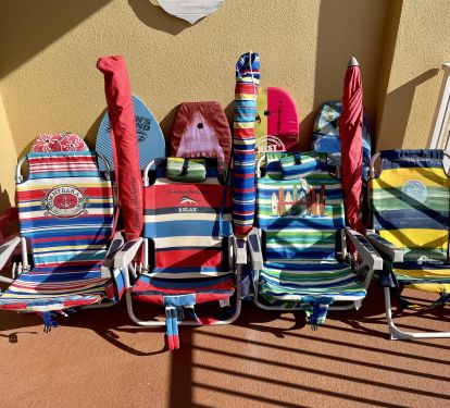 Beach chairs, toys, games for your use