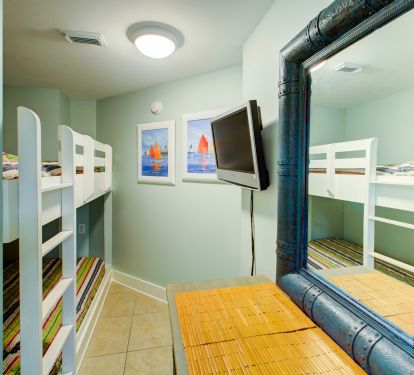 Bunk rm w dresser &amp; flatscreen for games &amp; movies.  New mattress on lower bunk.