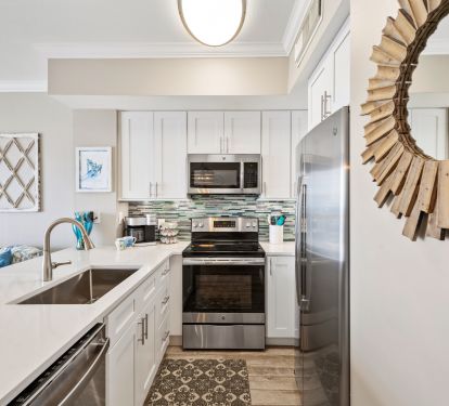 New Quartz countertops, glass backsplash, cabinets &amp; under cabinet LED's.