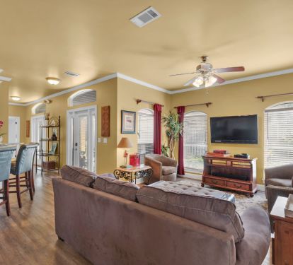 Living room with smart tv.