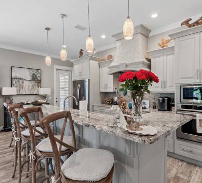 Counter-height bar adds to the flow of kitchen, dining room and breakfast nook
