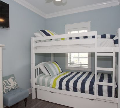 2nd floor Bunk Bedroom with a trundle bed. Shares hall bathroom with Study.