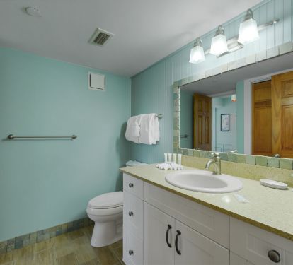 Beautifully renovated bathroom in this beachfront rental