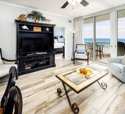 Living Room with Private Balcony - 
Waters Edge Resort Unit 412 Fort Walton Beach Okaloosa Island Vacation Rentals