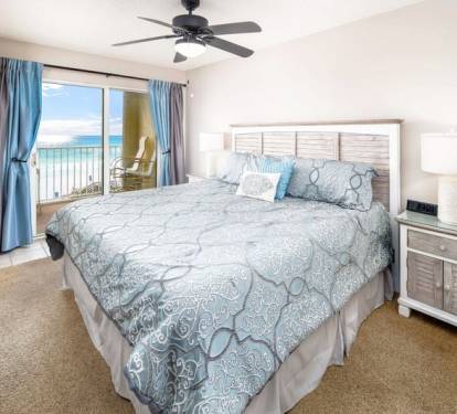 Master Bedroom with Balcony - 
Gulf Dunes 413 Fort Walton Beach Okaloosa Island Vacation Rentals