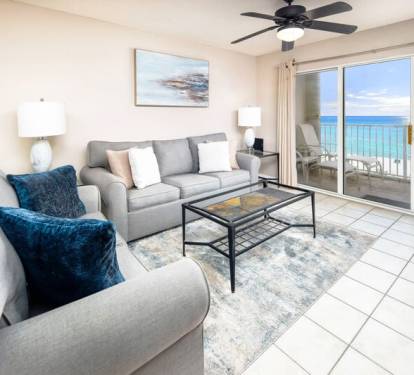 Living Room with Private Balcony - 
Gulf Dunes 413 Fort Walton Beach Okaloosa Island Vacation Rentals