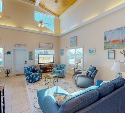 The new 65" smart TV provides endless hours of entertainment with streaming options, including Hulu, as well as You Tube fir viewing local channels.