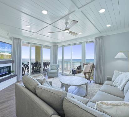 Stunning and recently remodeled living room with beautiful beachfront views!