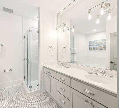 Primary King En-Suite - Dual Vanities + Walk-In Shower