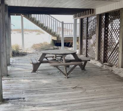 Bonhomme Richard East Covered Picnic Table + Outdoor Shower