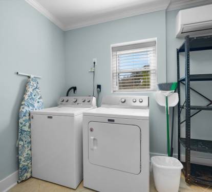 Point House II Laundry Room with Full Size Washer + Dryer