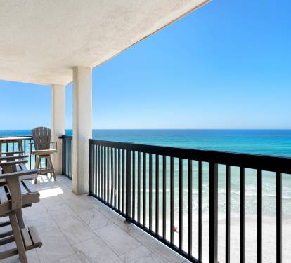 Sip your morning coffee on your private gulf front balcony with sweeping sea views and gentle waves below.