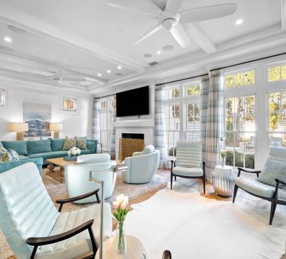Living Room - Enhanced with an Accent Fireplace & Flat Screen TV