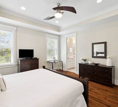Primary King Suite - Dedicated Workspace + Flat-Screen TV