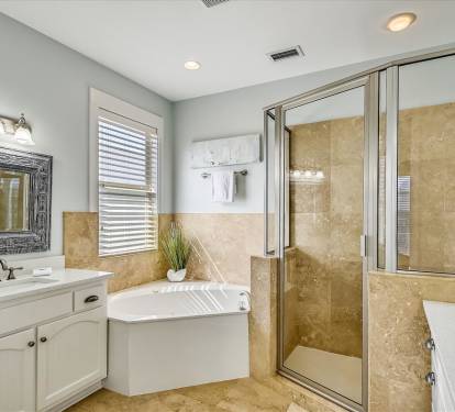 2nd Floor Primary Ensuite - Featuring a Walk-in Shower and Soaking Tub