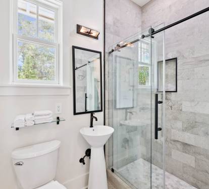 1st Floor Guest Bathroom - Single Vanity + Walk-In Shower