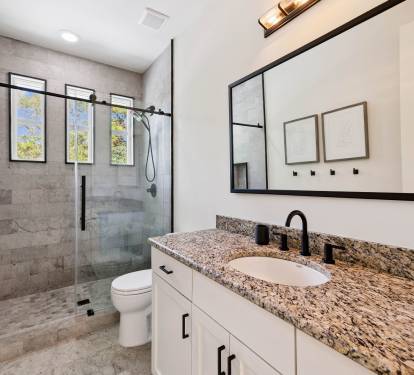 2nd Floor Shared Guest Bathroom - Single Vanity + Walk-In Shower
