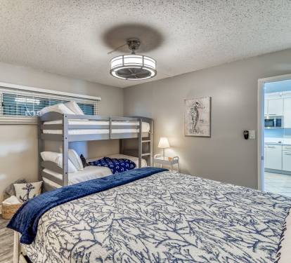 Guest Suite - Furnished with a Queen Bed and Twin-over-Twin Bunk Bed